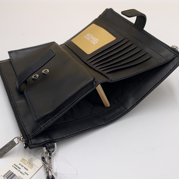 MICHAEL KORS LARGE X CHAIN SHOULDER TOTE & LARGE DOUBLE ZIP WALLET BLACK… - Picture 9 of 16